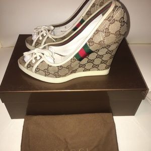 Original Gucci GG Beige/ Ebony Wedges